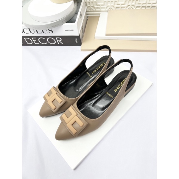 sepatu flat shoes wanita terbaru kekinian pesta LOUISDEAR sepatu flat 2 cm bahan dove tali belakang B78