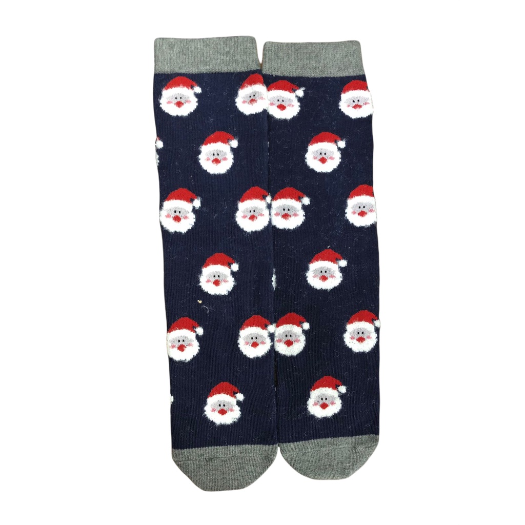 Kaos Kaki Motif Lucu-Lucu / Buah / Snack / Christmas / Snoopy / Leopard BEBAS PILIH (EXPT)-E34 Sa-Claus Navy