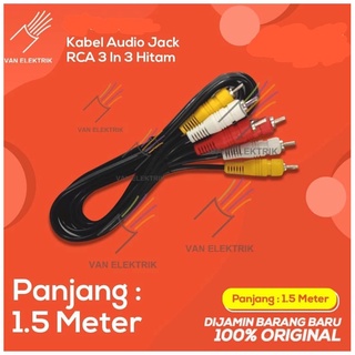 Kabel Audio Jack RCA 3 In 3 Hitam
