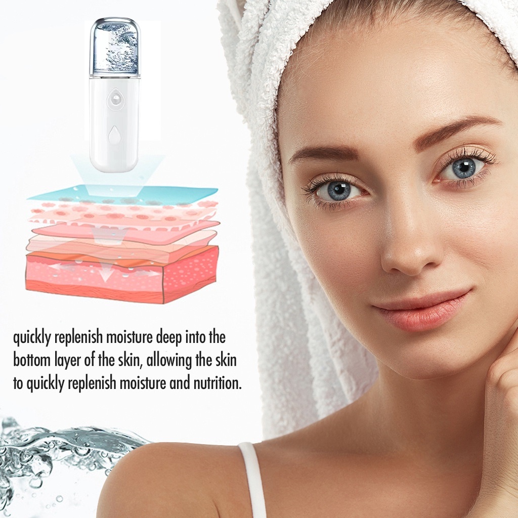 Mini Portable Nano Spray Semprotan Nano Spray Mini Mist Sprayer Portable Pelembab Perawatan Wajah Facial Humidifier USB