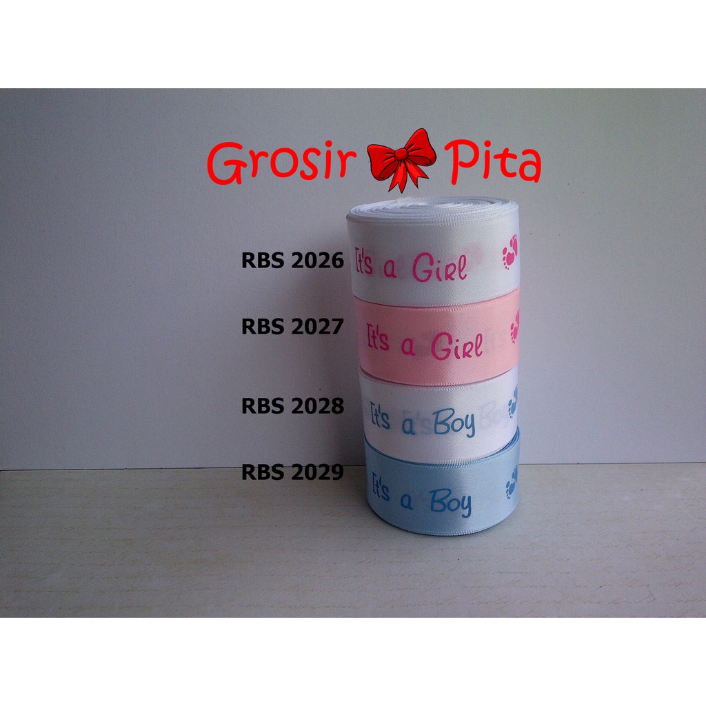 

(25 yard) Pita Satin Motif RBS 2026,2027,2028,2029 | Pita Manyue | Pita Baby Boy | Pita Baby Girl | Toko Bahan Craft | Grosir Pita