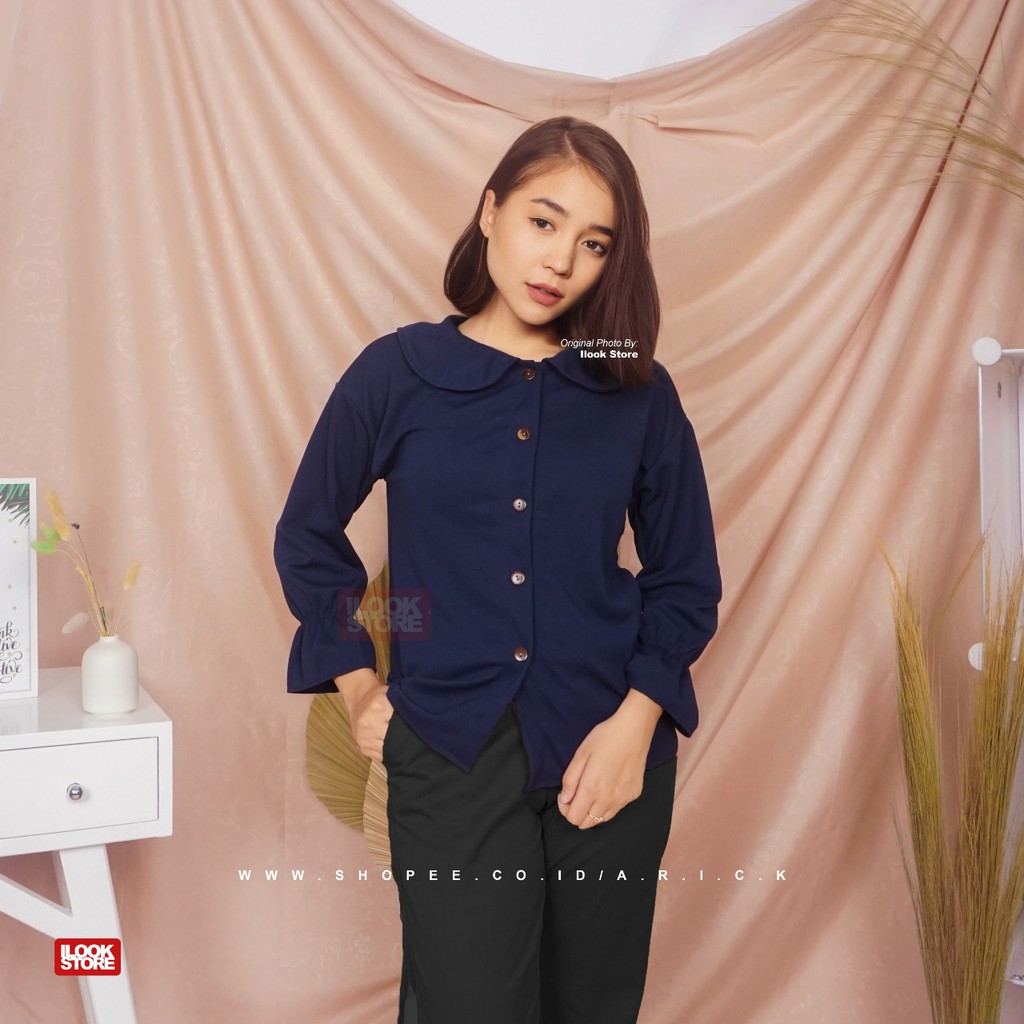ilook | Tria Blouse | Blouse Wanita - Fit to L-Tria - Navy