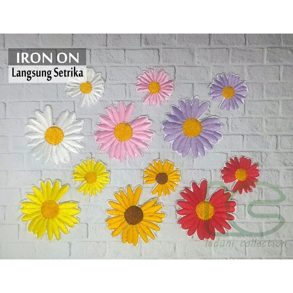 Patch Bordir Bunga Daisy IRON ON SETRIKA