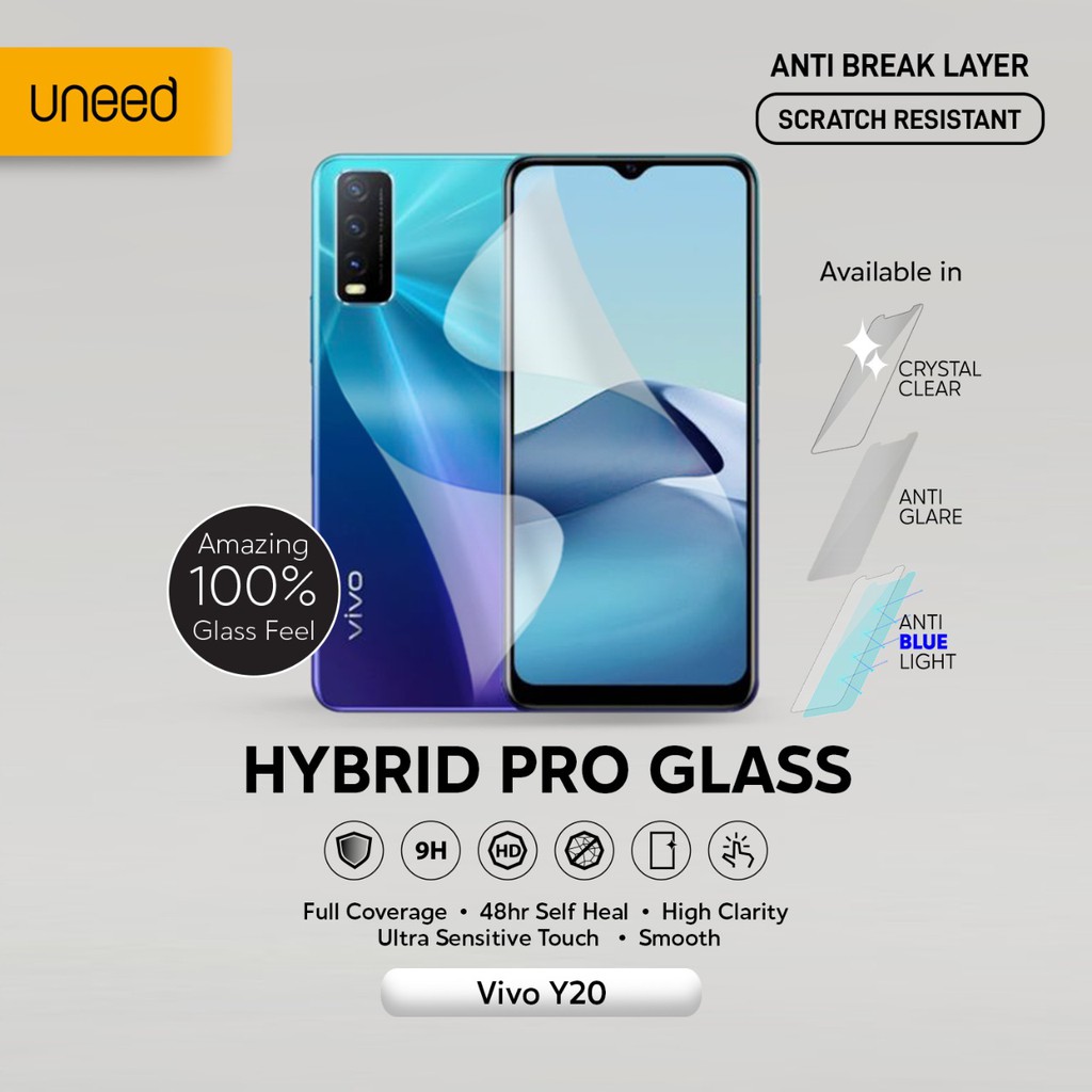 UNEED Hybrid Pro Anti Break Screen Protector Vivo Y20 Full Cover