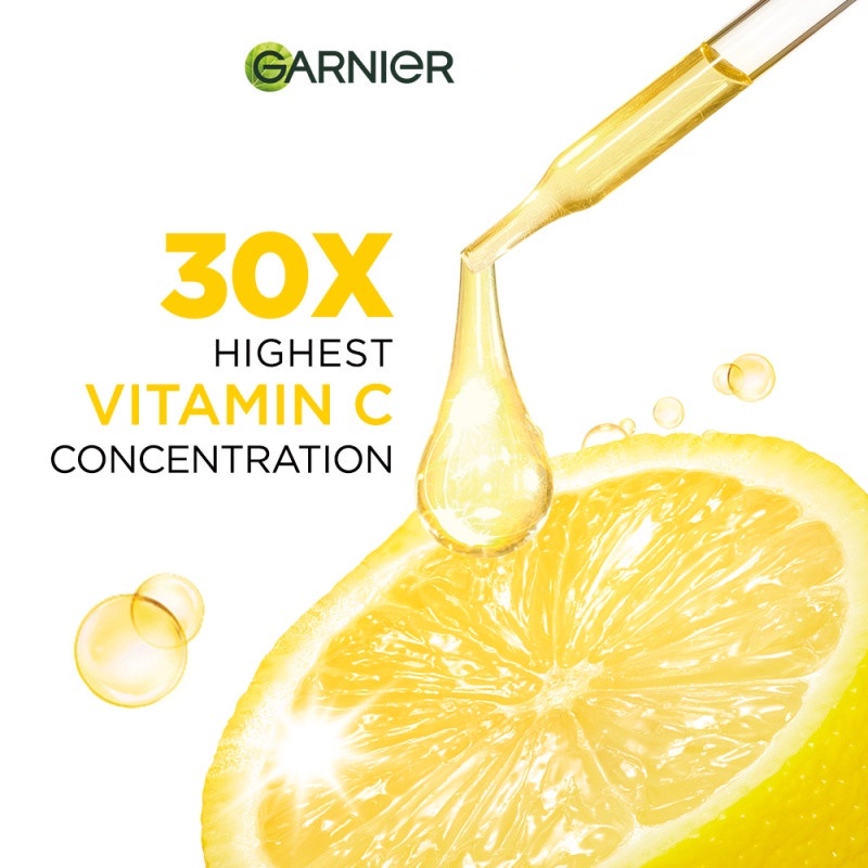 Garnier Bright Complete Vitamin C 30x Booster Serum 30ml Skincare - Cepat Cerahkan Noda Hitam dan Samarkan Bekas Jerawat