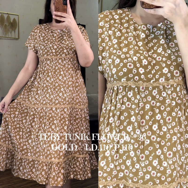 Daster arab Teby Tunik Flower-Gold-26-kode 26