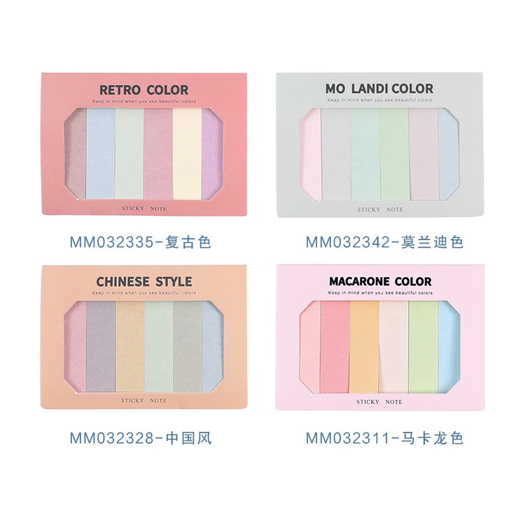 60 Lembar Sticky Notes Bentuk Strip Warna Morandi Dapat Ditulis Untuk Stationery Sekolah / Kantor