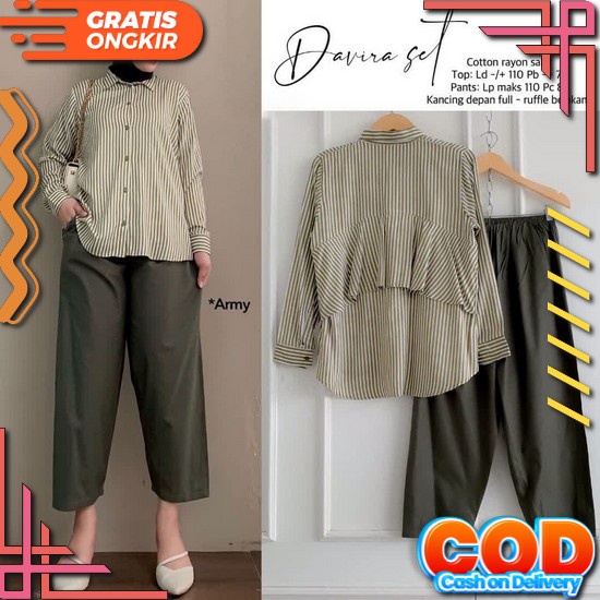 Rmdn | Sandrina Milly One Set Bahan Crinkle Airflow Sleting Jipper Depan Sleting Depan Setelan Wanit