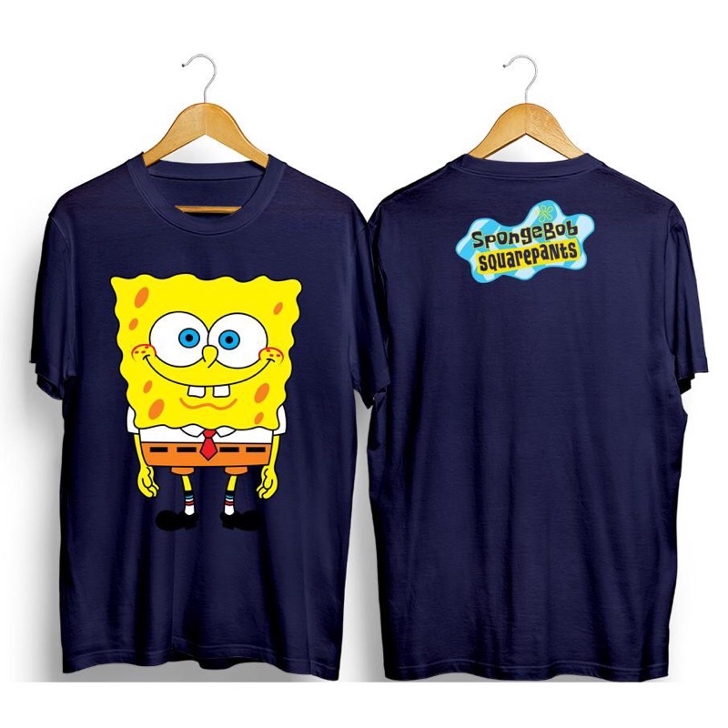 BAJU KAOS SPONGEBOB DEWASA PRIA WANITA DISTRO GAMBAR KARTUN SPONGEBOB SQUAREPANTS DEWASA MURAH NAVY