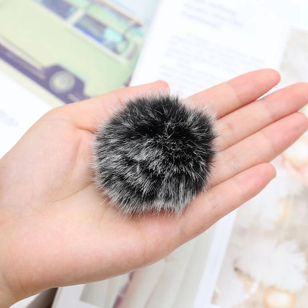 Nickolas1 Lapel Mic Windscreen Pelindung Angin Universal Outdoor Hitam Lembut Furry Wind Muff