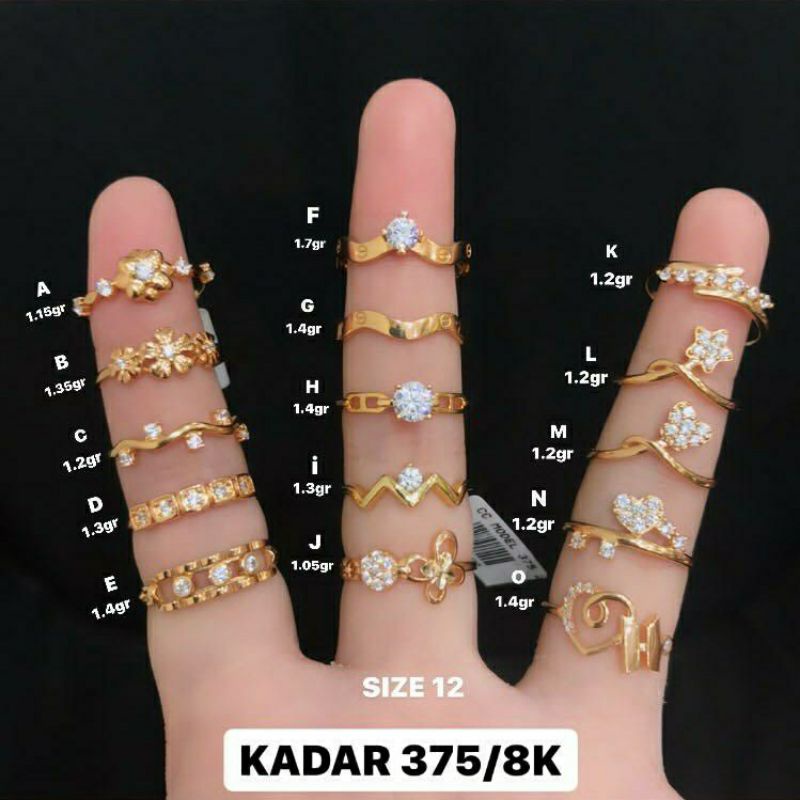 Cincin Emas Asli -S12- Cincin Emas Kadar 375 - Toko Emas - Toko Mas asli - Perhiasan Cincin Emas