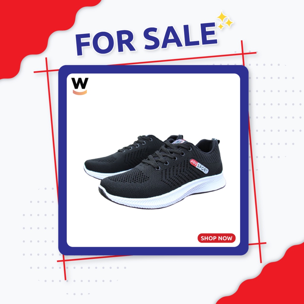 WAADOO Sport Shoes Pria WS1 Sepatu Running Olahraga Hitam