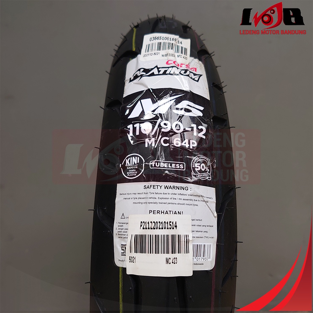 CORSA 110/90-12 Platinum M5 Ban Luar Tubeless Motor Matic Scooter Front Rear