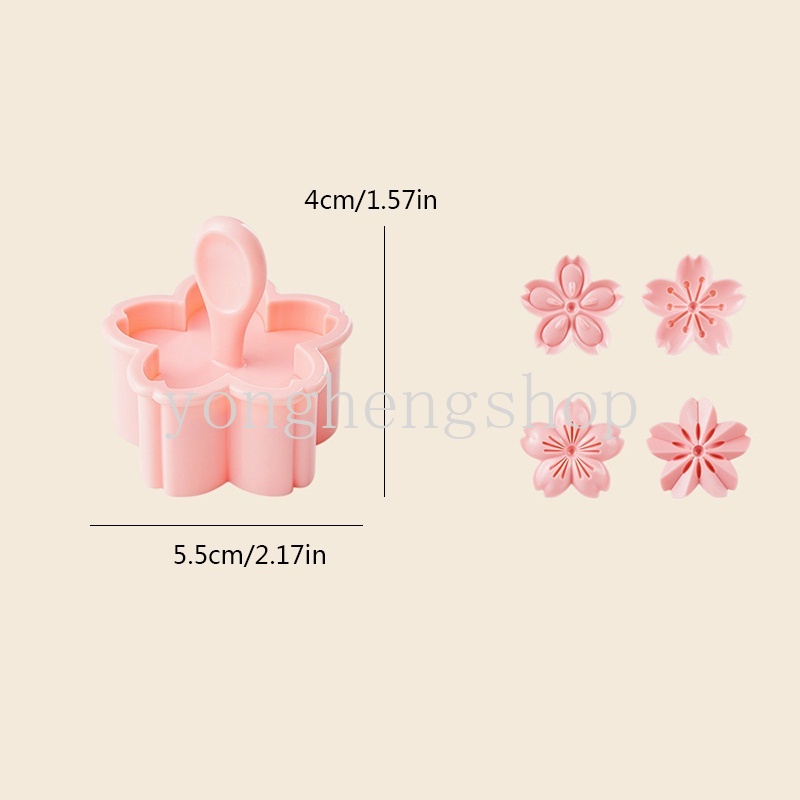 5Pcs / set Cetakan Kue / Biskuit Bentuk Bunga Sakura Warna Pink Dapat Digunakan Kembali