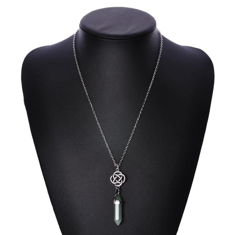 Kalung Dengan Liontin Kristal Bentuk Pentagram Heksagonal Untuk Pria Dan Wanita