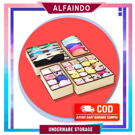 Alfaindo Storage Box Baju Tempat Penyimpanan Pakaian Keranjang Full Set isi 4 USB004