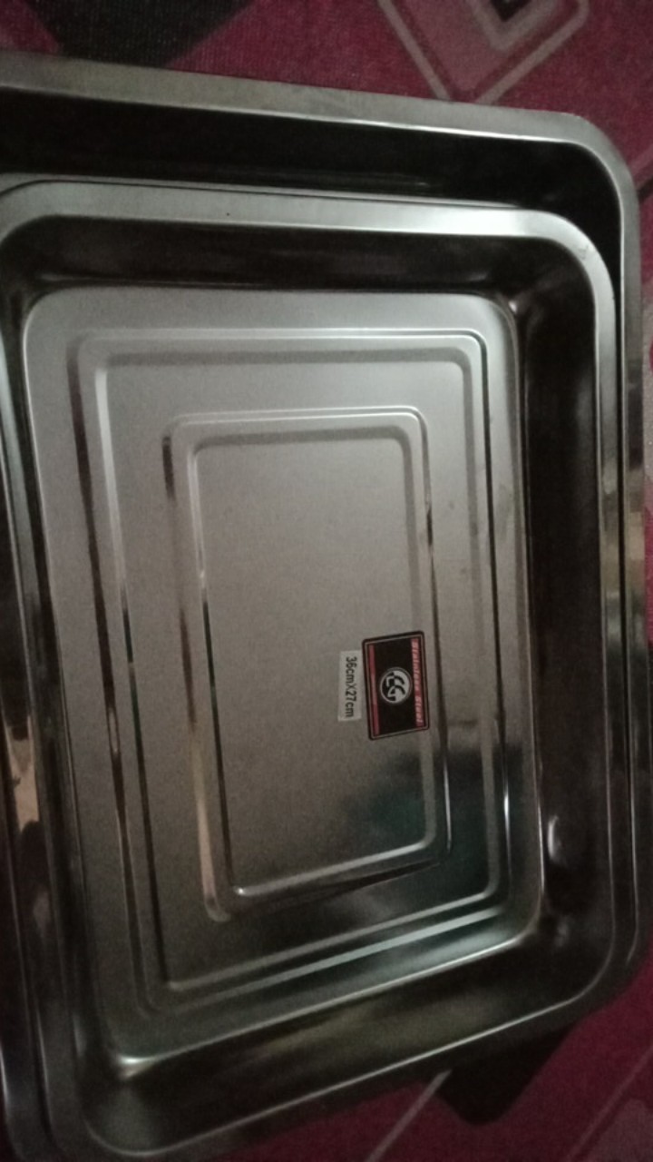 Nampan Stainless Steel Nampan Makan Kotak Besar Kecil 555 Alat Prasmanan Murah Baroque Mart