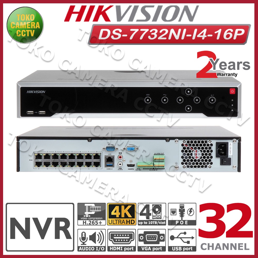 NVR HIKVISION 32 CHANNEL HIKVISION DS-7732NI-I4/16P NVR 4K 12MP 32CH