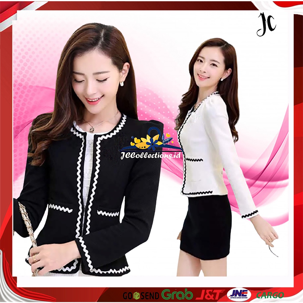 Blazer Kerja Wanita Korea Style Big Size Variasi Pita Efe size M - XL