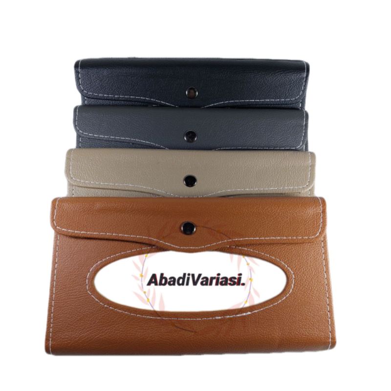 Tempat Box Tisseu Tisiu Tisu Mobil Jepit Sunvisor Kulit