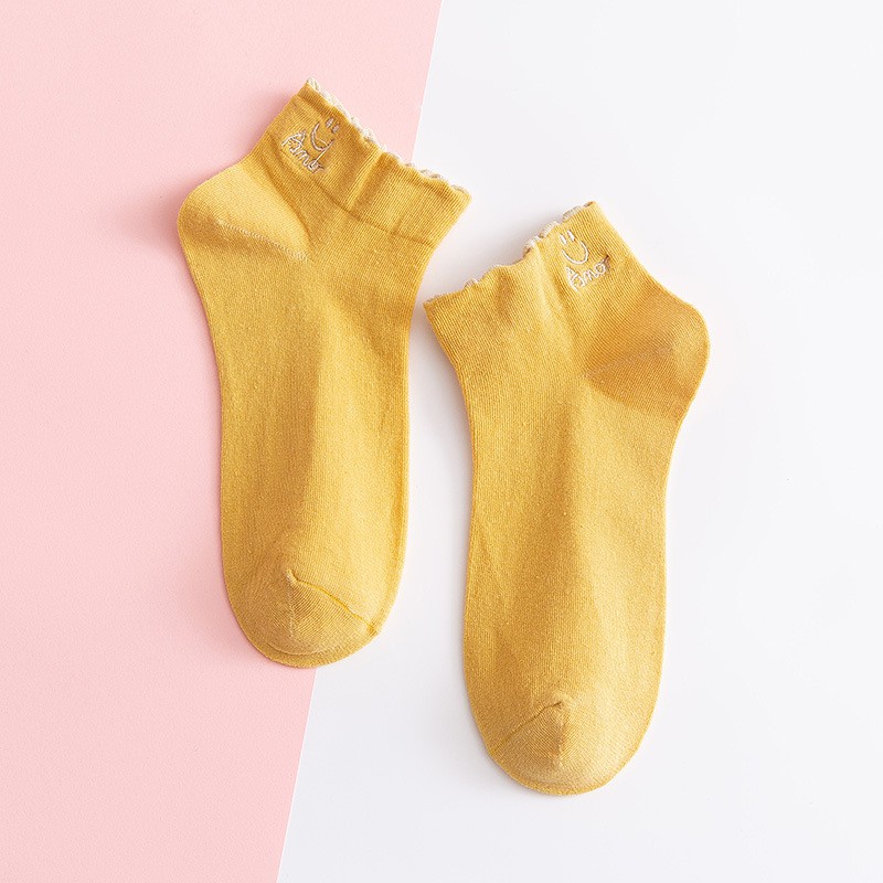 Kaos Kaki Ankle Kaos kaki Cute Kaos Kaki Motif Kaos Kaki Semata Kaki-AMOR MUSTARD