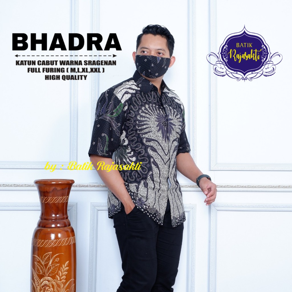 Batik pria lengan panjang SEGORO HITAM FURING modern  ORIGINAL BAJU PREMIUM ORIGINAL BY RAJASAKTI