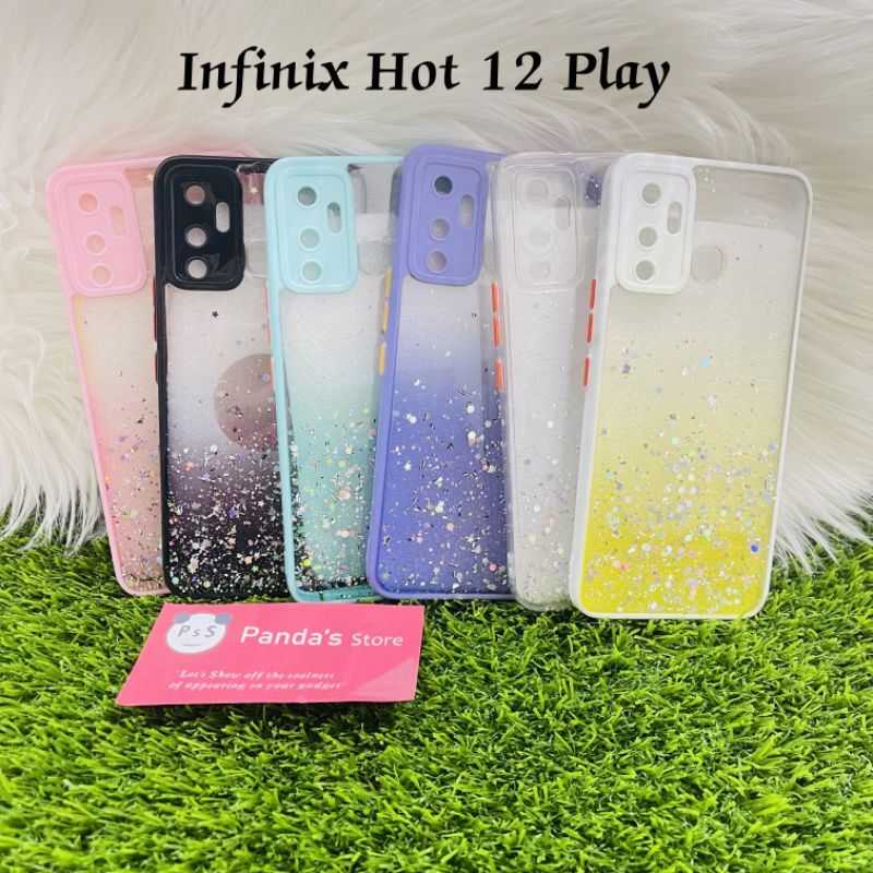 Glitter Case Infinix Hot 12 Play NFC Funny Color Dengan Pelindung Kamera (PsS)