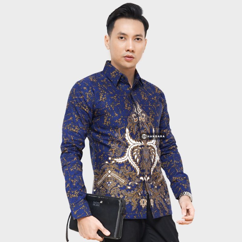 Kemeja Batik Pria Lengan Panjang Bahan Katun Halus Lapis Furing