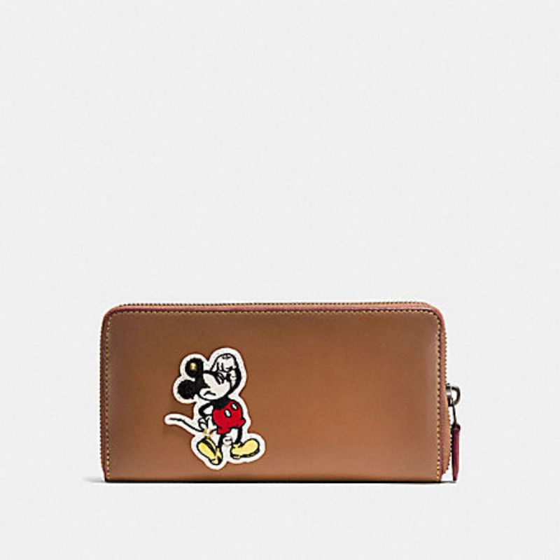 Coach Accordion Zip Wallet In Glove Cald Leather With Mickey Patches(F59340)