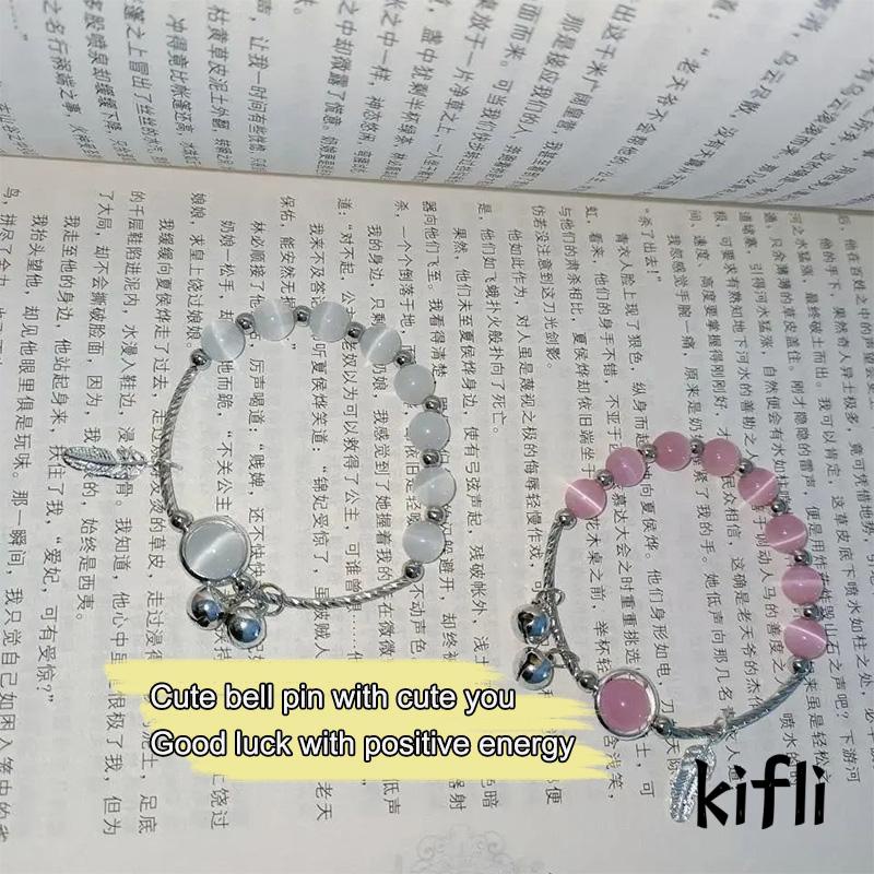 Gelang Liontin Lonceng Bulu Opal Model Simple Untuk Wanita