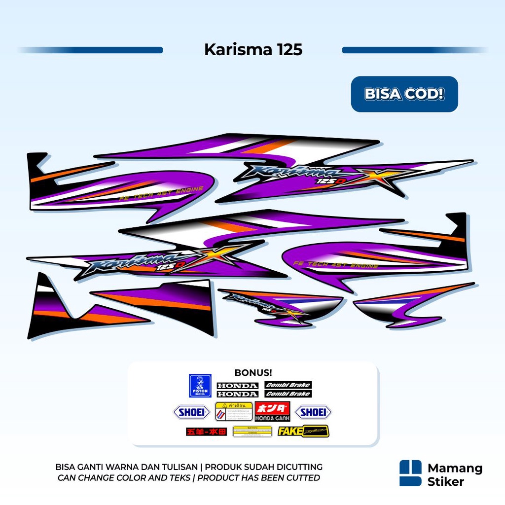 Striping Honda Karisma 125 D Variasi 5 Wave S Thailand i Karisma X Tahun 2002 2003 2004 2005 2006 Si
