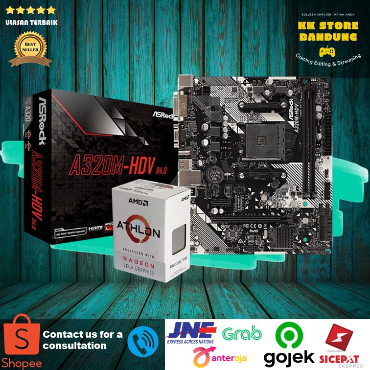 Paket AMD 3000G ( Radeon Vega 3 ) Feat Asrock A320M-HDV Athlon 3000G