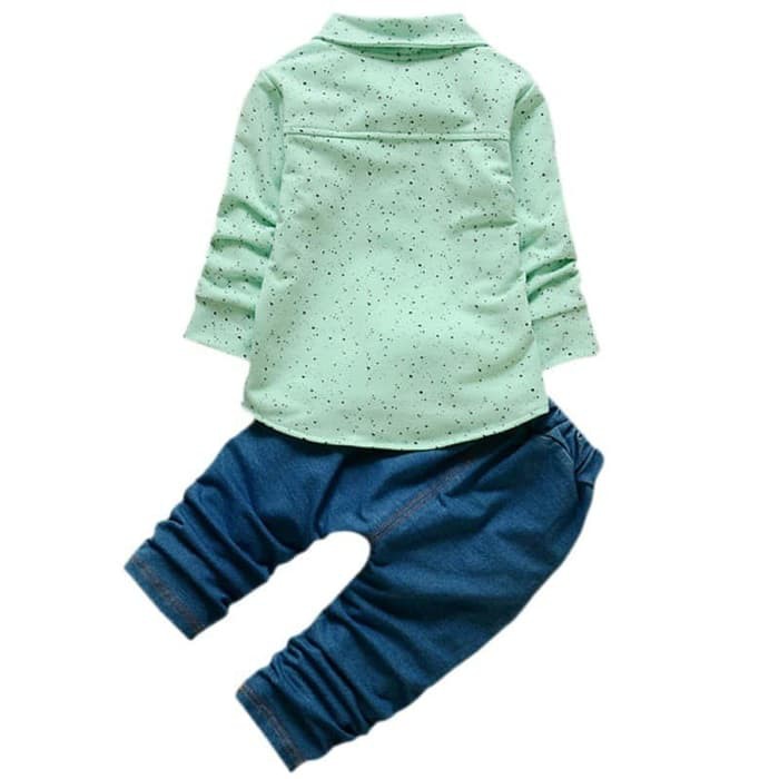 Setelan Bayi/Anak Laki-Laki Casual Lengan Panjang Motif Polkadot