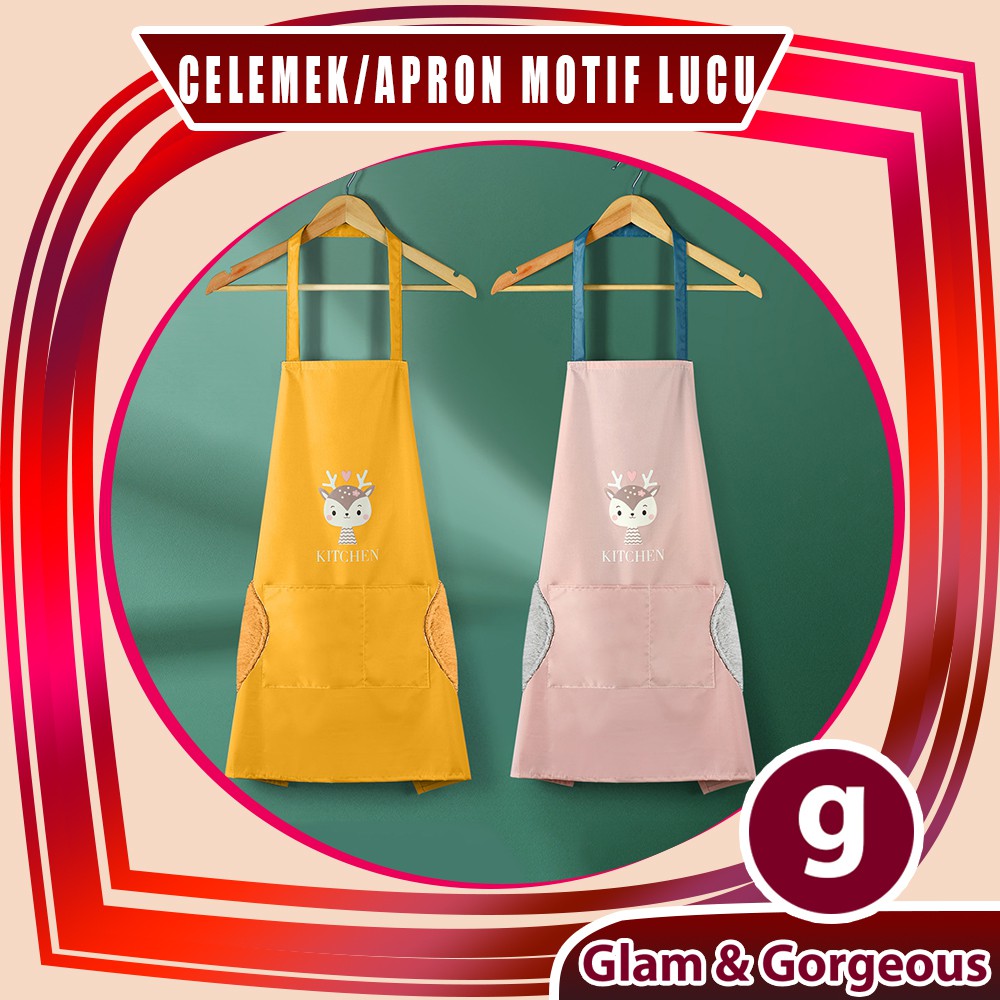 Celemek Masak Apron Kain Plastik Waterproof Dapur Motif CM007