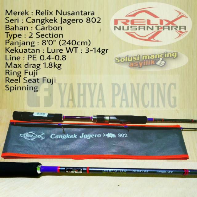Rod / Joran Cangkek Jagero 802UL Spinning Relix Nusantara