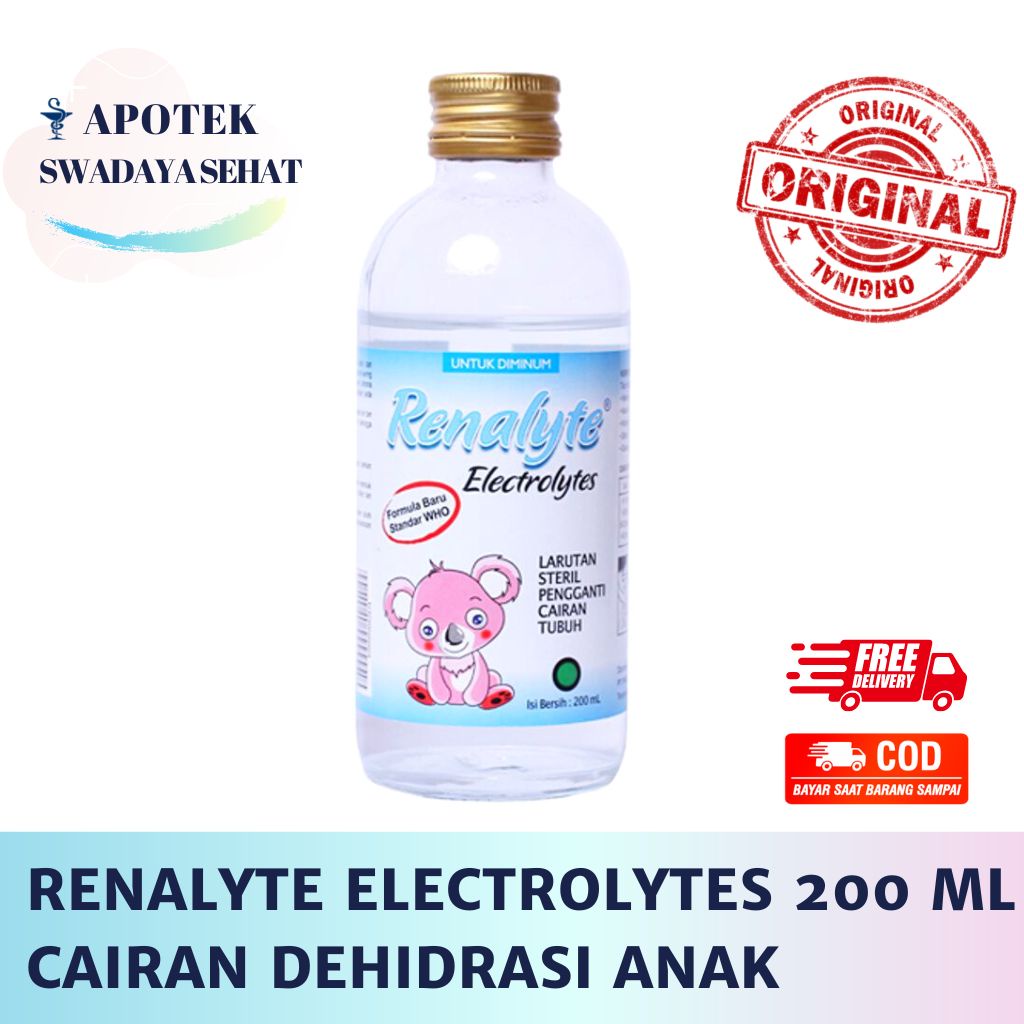 RENALYTE ELECTROLYTES Botol Kaca 200 ML - Solutin Air Cairan Elektrolit Dehidrasi Diare Muntaber Anak Renalit Renalyt