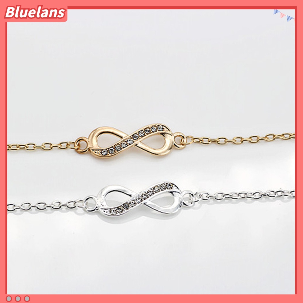 Bluelans Women Simple Infinite Love Rhinestone 8Shape Pendant Thin Chain Bracelet Jewelry