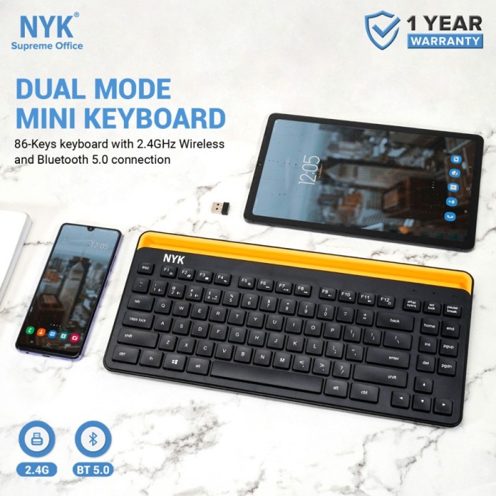 Keyboard Mini Wireless Bluetooth NYK K30 Multi Device