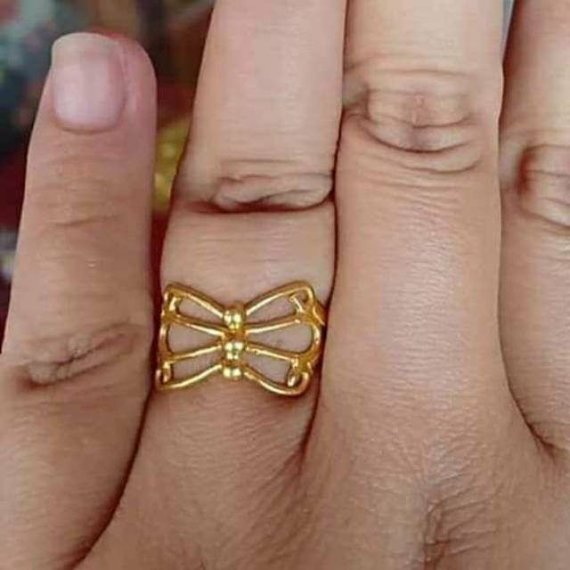 Cincin Kupu kupu Emas LM Asli 24K. Kadar 999,9%,