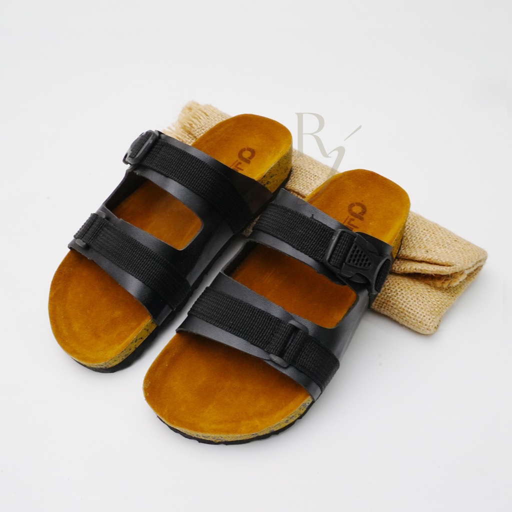 JEDDI [PYBS 201 KIDS] Sandal Anak Laki-laki Selop Puyuh/ Sandal Unisex Kasual Kulit/ Sandal Selop Velcro Ban 2/ Sandal Unisex