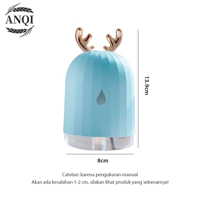 ANQI 1888 Cool Mist Humidifier Purifier Motif Rusa Pelembab Udara with LED Light Warna