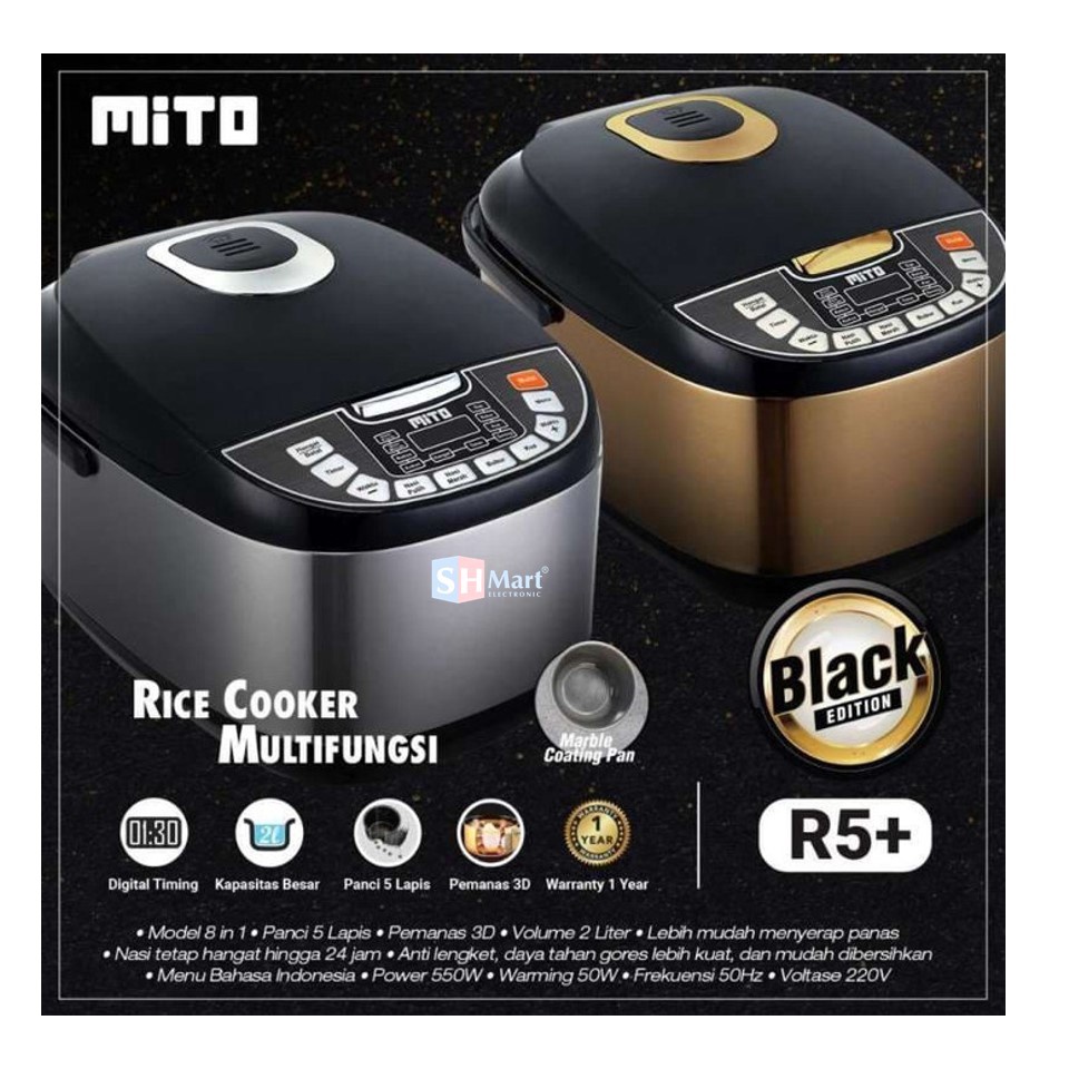 RICE COOKER DIGITAL MITO R5+ KAPASITAS 2 LITER 8 IN 1 GARANSI RESMI