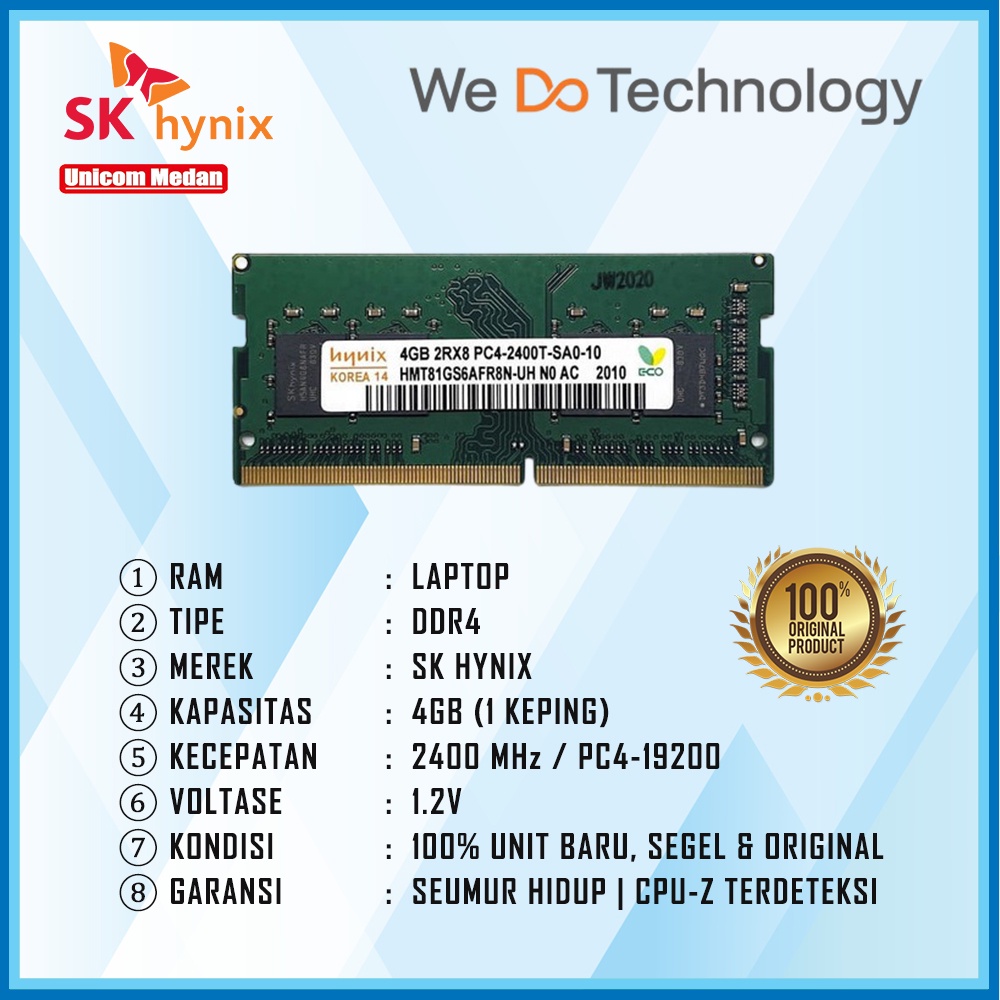 RAM LAPTOP DDR4 4GB 2400MHZ PC4-19200 SK-HYNIX