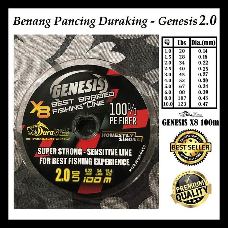 TERBARU BENANG/SENAR PANCING DURAKING GENESIS PE 2.0 ALAT PANCING MURAH AL6