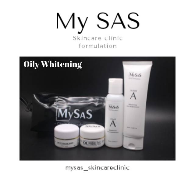 My sas skincare clinic paket oily whitening (berminyak) isi 4