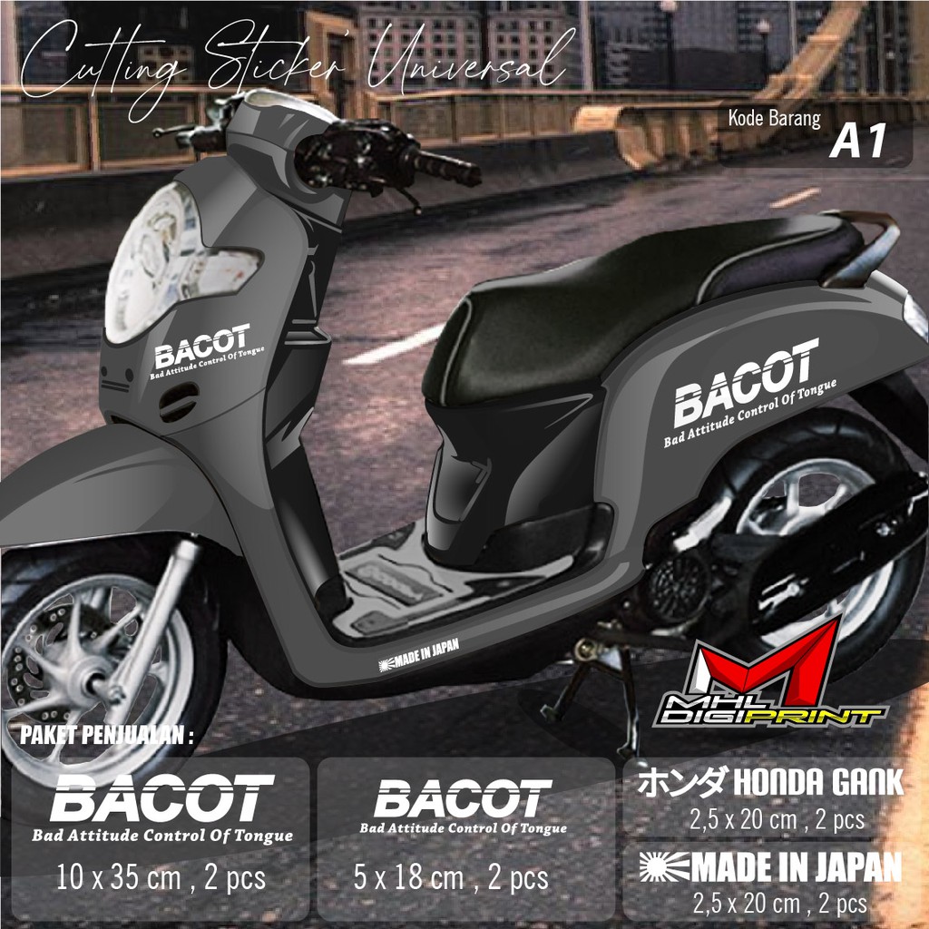 CUTTING STIKER BACOT - STRIPING BACOT - SEMUA TIPE SCOOPY dan GENIO - A1 COD/BAYAR DITEMPAT