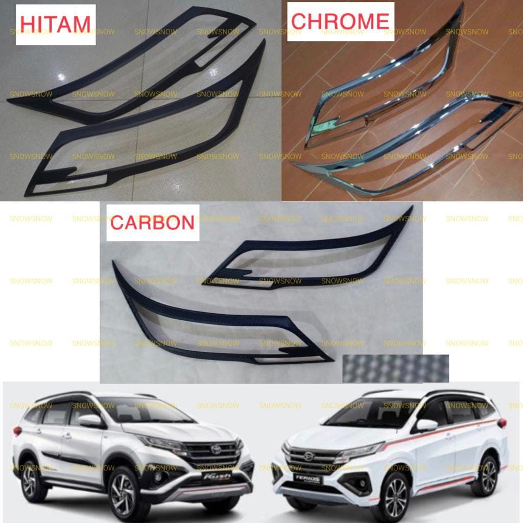 Garnish Lampu Depan All New Rush Terios 2018 2020 2022 Up GR SPORT Hitam Chrome Carbon