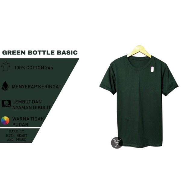 KAOS POLOS HIJAU BOTOL / GREEN FOREST COTTON COMBED 24s PRIA DAN WANITA BASIC REAKTIF