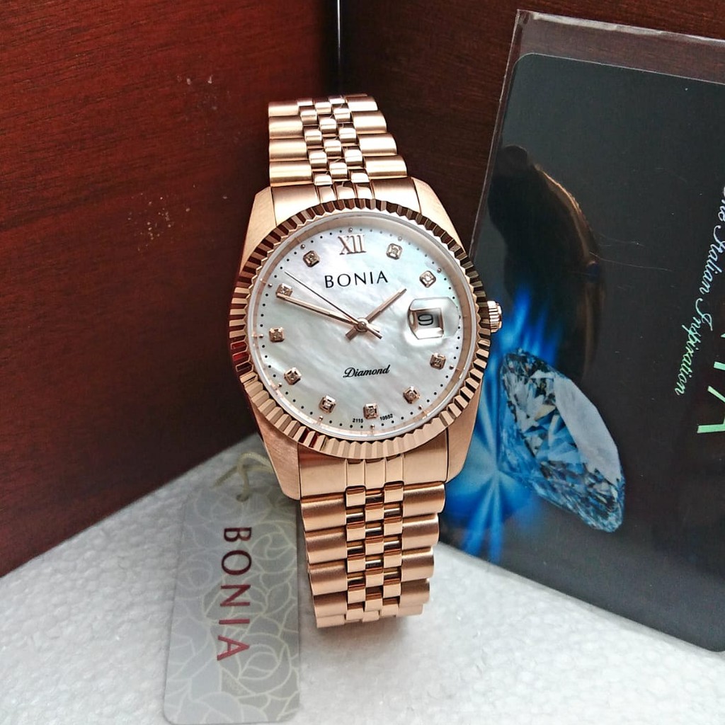 JAM TANGAN PRIA BONIA BNB10552-1553 DIAMOND ROSEGOLD SILVER ORIGINAL