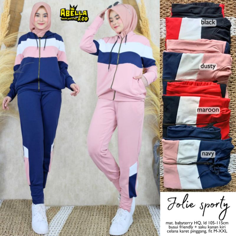 JOVI SPORTY BAJU SETELAN WANITA OLAH RAGA COCOK BUAT JOGING BAHAN BAGUS ADEM NYAMAN